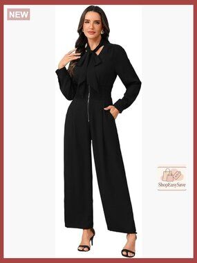 Elegant Formal Jumpsuit Wide Leg Long Sleeve Pant Suit Wedding Guest Cocktail